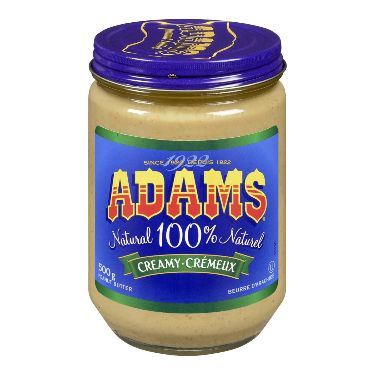 Adams beurre d'arachide crémeux 100 % naturel 500g
