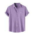 thumbnail image 1 of Men Casual Solid Turndown Short Sleeve Button Closure Shirt Hawaii Blouse, 1 of 9
