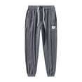 thumbnail image 4 of Pisexur Men's Pants Stretch Drawstring Joggers Sweatpants Regular Fit Solid Color Ribbed Yoga Sweatpants Full Length Elastic Bottom Gym Trousers Summer Casual Lounge Pants with Pockets,M-5XL, 4 of 4