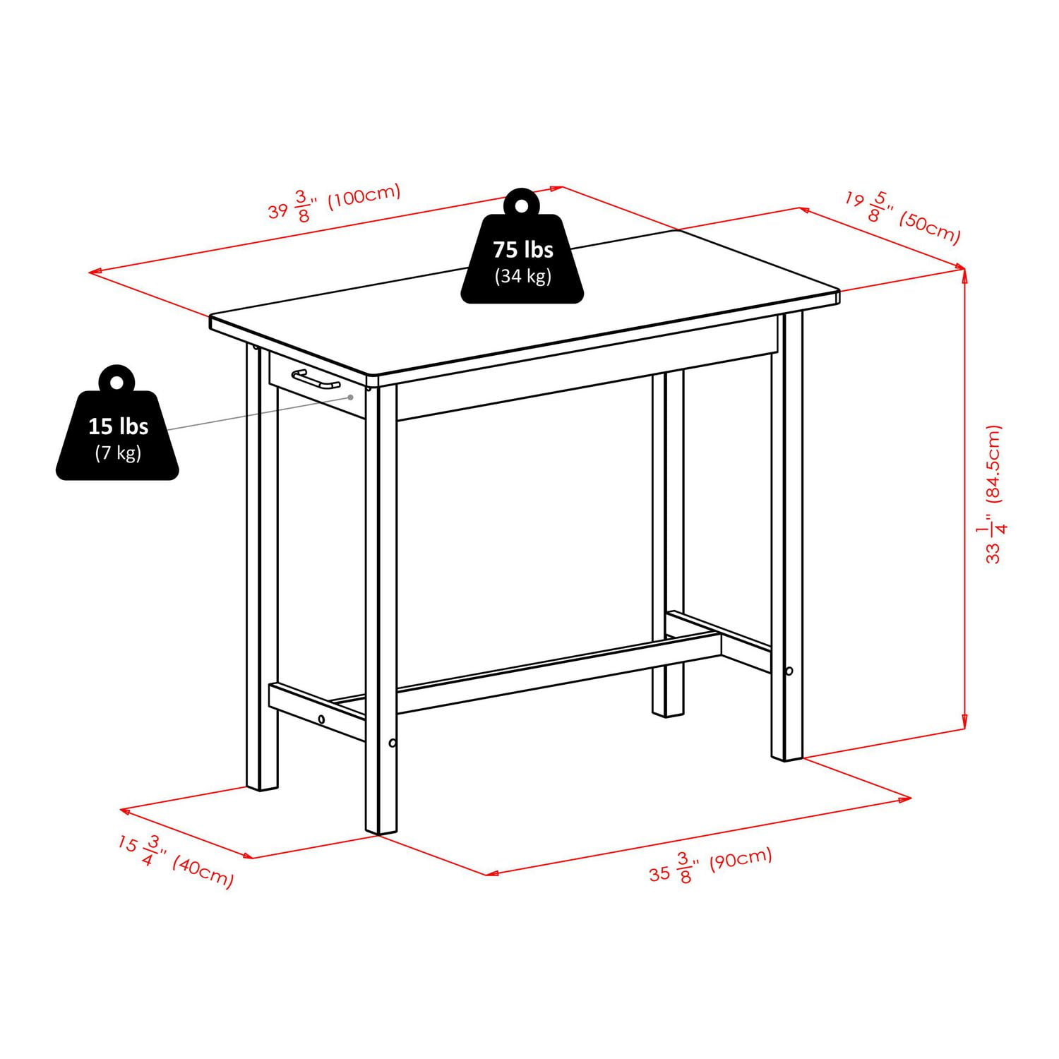 Winsome Ensemble de table de petit-déjeuner 3 pièces Sally avec 2 tabourets à pieds carrés