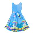 thumbnail image 2 of Robe Fille Unicorn Rainbow Bleu Dessin Animé Princesse 10 Ans, 2 of 7