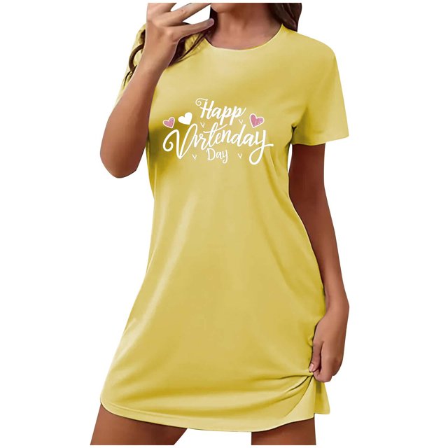 Amzcrzy Pyjamas pour Femmes Mode Imprimé Cœur Valentines Day Robe Décontractée Confortable à Manches Courtes Chemises de Nuit pour Femmes Valentines Day Cadeaux