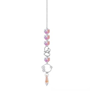 Vaidha Sunshine Catcher Gardening Crafts Bedroom Decoration Silvers Pointed Beads Star Double Heart 5-piece Set Crystal Pendant