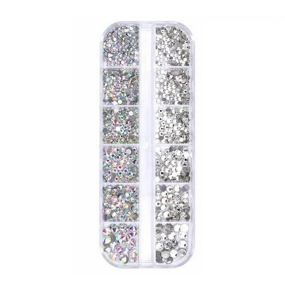 12 Cells Nail Art Rhinestones Crystal Glitter Glass Diamond Decorative for Nails Makeup DIY Crafts