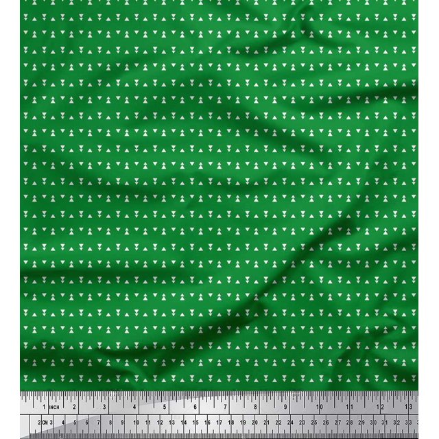 Soimoi Green Cotton Voile Fabric Triangle Geometric Print Sewing Fabric Yard 42 Inch Wide