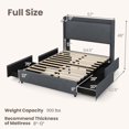 thumbnail image 3 of Gymax Full Size Bed Frame w/LED Lights Charging Station 2 Storage Pockets & 4 Drawers, 3 of 10