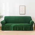 thumbnail image 4 of 2024 1 Piece Sofa Slipcover with Pleated Ruffled Skirt Washable High Stretch Durable Furniture Protector 3 Seater Pine Green, 4 of 13