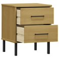 thumbnail image 3 of vidaXL Bedside Cabinet with Metal Legs Brown Solid Wood Pine OSLO, 3 of 5