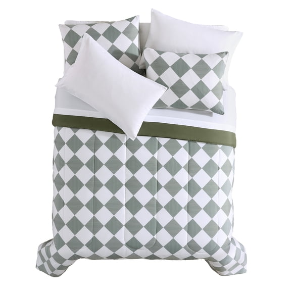 Mainstays Checkers 7-Piece Bed in a Bag Set, Queen – Back to School!