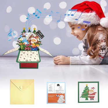 AYktou Christmas Decorations,Christmas Ornaments,Christmas Card Up Christmas Tree With Lights And Music Greeting Card Christmas Tree Up Christmas Card LED Light Christmas Card