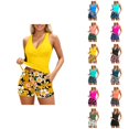 thumbnail image 1 of Womens Bathing Suits Tankini 2026 Trendy Modest Deep V Neck Crossover Top with Swim Shorts Two Piece Bathing Suits for Women, 1 of 5