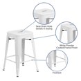thumbnail image 2 of 24'' High Backless White Metal Indoor-Outdoor Counter Height Stool with Square Seat, 2 of 9