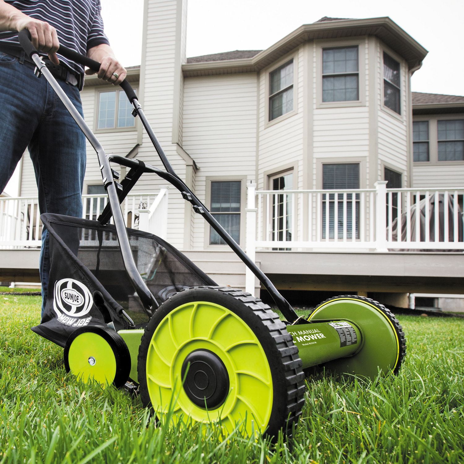 Sun Joe MJ501M Manual Reel Mower w/ Grass Catcher, 18 Inch