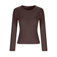thumbnail image 5 of Ailaofu T-Shirts Ajustés à Manches Longues pour Femmes, Col Rond, Coupe Ajustée, Basiques, Unis, T-Shirts à Manches Longues pour Superposition, 5 of 5
