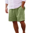 thumbnail image 1 of Men's Linen Shorts Casual Elastic Waist Drawstring Summer Beach Shorts, 1 of 6