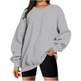 thumbnail image 1 of ORUYROP Sweat-Shirts Oversize pour Femmes Pull Col Rond Décontracté Silod Couleur Polaire Chandails, 1 of 7