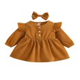 thumbnail image 1 of MesaSe Automne Bébé Filles Princesse Robe 2pcs Volant à Manches Longues Bouton Velours Côtelé une Ligne Robe Bandeau Vin Rouge 2-3 Ans, 1 of 9