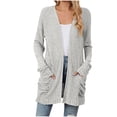 thumbnail image 1 of Yuyuzo Cardigan for Women 2025 Fall Ribbed Knit Sweater Open Front Long Sleeve Outwear with Pockets, 1 of 6