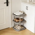 thumbnail image 1 of Linnome Étagère à Chaussures Carrée à 3 Niveaux Empilable pour Entrée, Étagère de Rangement pour Chaussures, Largeur Profonde, Porte-Bottes pour Garde-Robes, Dortoir, Garage, Tour à Chaussures en Métal Robuste 10.8x10.8x14.1 Pouces Gris, 1 of 6