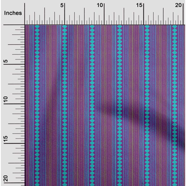 oneOone Cotton Poplin Fabric Stripe & Diamond Block Printed Craft Fabric BTY 42 Inch Wide