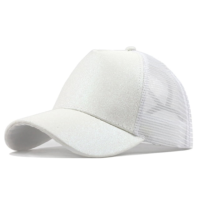 Ponytail Messy Buns Trucker Plain Baseball Visor Cap Unisex Glitter Hat