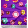 thumbnail image 1 of Soimoi Purple polyester Crepe Fabric Donuts Food Printed Fabric 1 Yard 52 Inch Wide, 1 of 5