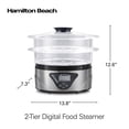 thumbnail image 4 of Hamilton Beach Digital Electric Food Steamer & Rice Cooker for Quick, Healthy Cooking for Vegetables and Seafood, Stackable Two-Tier Bowls, 5.5 Quart, Black & Stainless Steel, 4 of 10