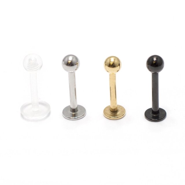 Labret Monroe 4 Pack 16G 8mm Anodized Surgical Steel + Clear Lip Retainer