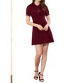 thumbnail image 1 of INSPIRE CHIC Robe Élégante pour Femme, Col à Nouer, Manches Courtes Bouffantes, Robe de Bureau, L Bourgogne, 1 of 6