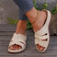 thumbnail image 2 of Womens Orthopedic Slides Sandals Comfortable Leather Peep Toe Walking Slip on Summer Shoes with Arch Support, 2 of 6