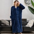 thumbnail image 2 of Fleece Ladies Soft Tie Front Dressing Gown Robe Long Marks and Spencer Robe, 2 of 9