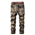 thumbnail image 4 of Fengqque Men's Ripped Jeans Slim Fit Casual Distressed Denim Pants Yellow 8(L), 4 of 9