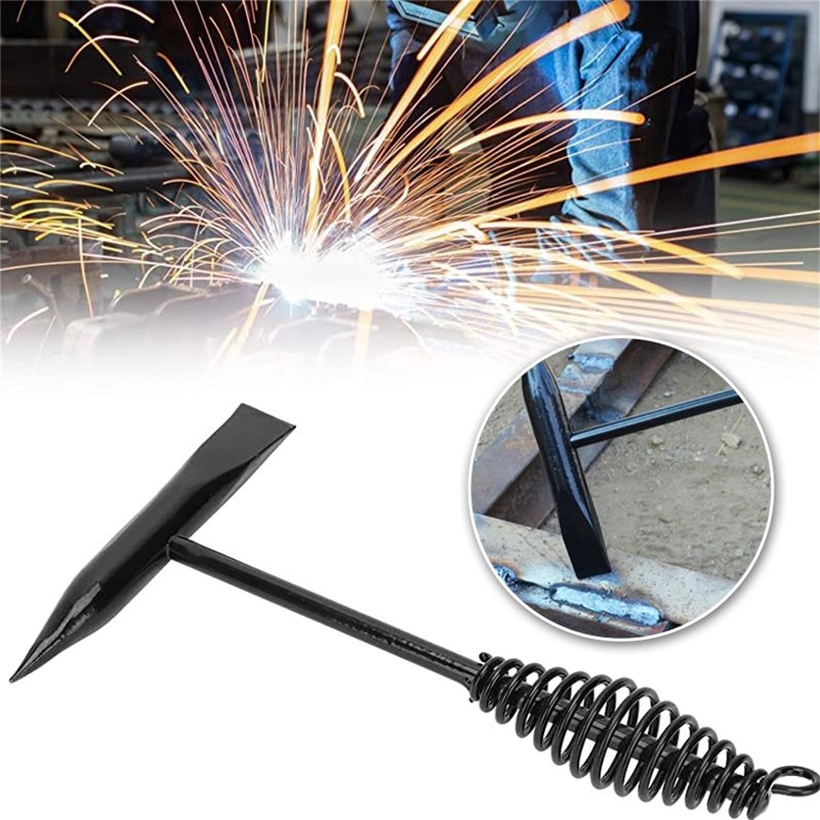 Welding Chipping Hammer,Spring Handle Design for Comfortable Grip and Debris Removal,High Carbon Steel Construction Durable Portable Tool for Welders
