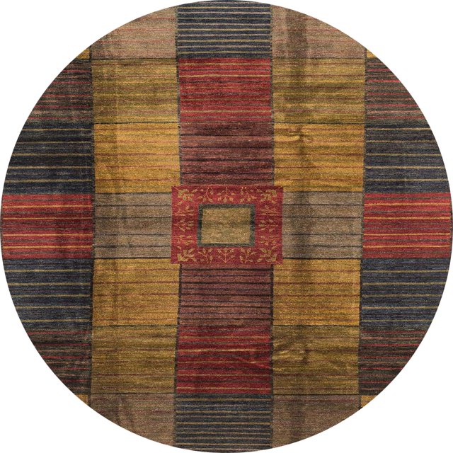 Ahgly Company Tapis Rond Abstrait Rouge Brun à Carreaux, 6 Pieds Rond