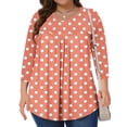thumbnail image 2 of hotojiny Hauts Grande Taille pour Femmes Décontractés Manches 3/4 Encolure Dégagée Chemise Douce Mignonne à Pois Plissée Ourlet Arrondi Tuniques T-Shirts, 2 of 6