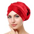 thumbnail image 1 of Womens Large Elastic Solid Color Comfortable Flat Hat Pearl Cap Nail Bead Pile Cap, 1 of 3