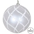 thumbnail image 2 of Vickerman MT198011D 4 in. White Candy Glitter Net Ornament - 3 per Bag, 2 of 3