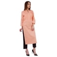 thumbnail image 2 of Bimba Kurta Droite Unie Ethnique Indienne pour Femmes à Col Mandarin avec Encolure Plissée en Coton, 2 of 7