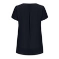 thumbnail image 3 of Birdeem T-Shirt à Manches Courtes en Chiffon Uni Décontracté Col en V pour Femmes, 3 of 5