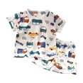 thumbnail image 1 of Akiihool Pyjama pour Enfants, Ambiance Familiale, Ensembles de Pyjamas d'Été pour Garçons, Pyjamas Courts en Coton s (Bleu, 3-4 Ans), 1 of 4