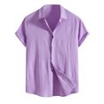 thumbnail image 1 of Diufon Linen Shirts for Men Casual Button Down Short Sleeve V Neck Tee Textured Summer Beach Vacation Shirts, 1 of 9