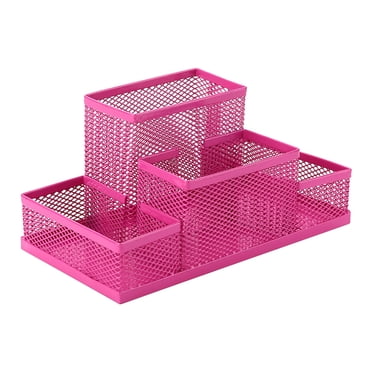 RXIRUCGD Porte-Crayon, Organisateur de Bureau en Maille et Support pour Stylo, Crayon, Petites Fournitures de Bureau et Accessoires de Papeterie, Organisation de Rangement. Utilisation pour Dortoir, Collège et École Rose