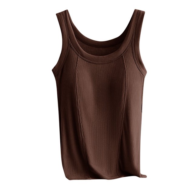 Timegard Camisoles pour Femmes avec Soutien-Gorge Intégré, Côtelées, Col Rond, Sans Manches, Confortables, Décontractées, pour Sorties, Hauts, Blouses