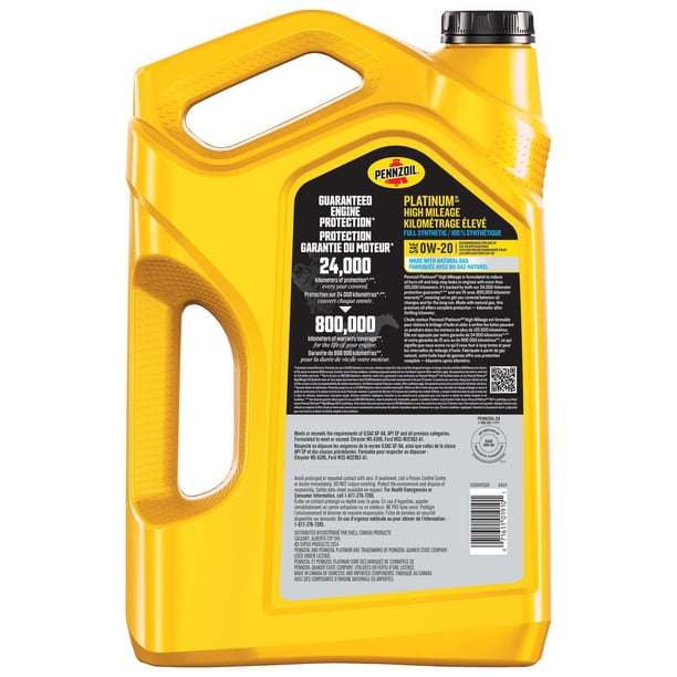 Pennzoil Platinum High Mileage 0W-20 FullSyn - Walmart.ca