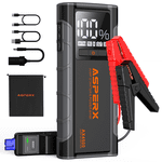 ASPERX Jump Starter Portable Battery Jumper Pack 4500A boxeur de saut à l'auto (pour tous les gaz et 10.0L Diesel), Câbles de saut d'obstacles lourds & Booster de saut de batterie d'urgence pour voiture 12V Véhicules