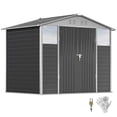 thumbnail image 1 of Outsunny 8' x 6' Outdoor Storage Shed, Metal Tool Shed, Dark Grey, 1 of 10