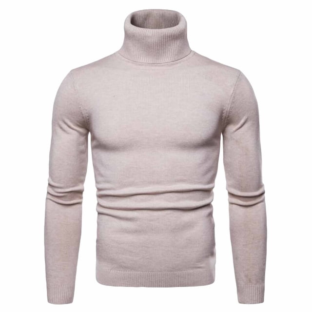 RKSTN Chandail pour Homme Automne Mode Décontractée Uni Chandail Col Roulé Bordure Tricot de Base Garder au Chaud Chandail Blouse Décontractée Ample Chandails