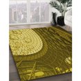 thumbnail image 3 of Ahgly Tapis d'Intérieur Lavable en Machine Carré Orange Or, 6 Pieds Carré, 3 of 7