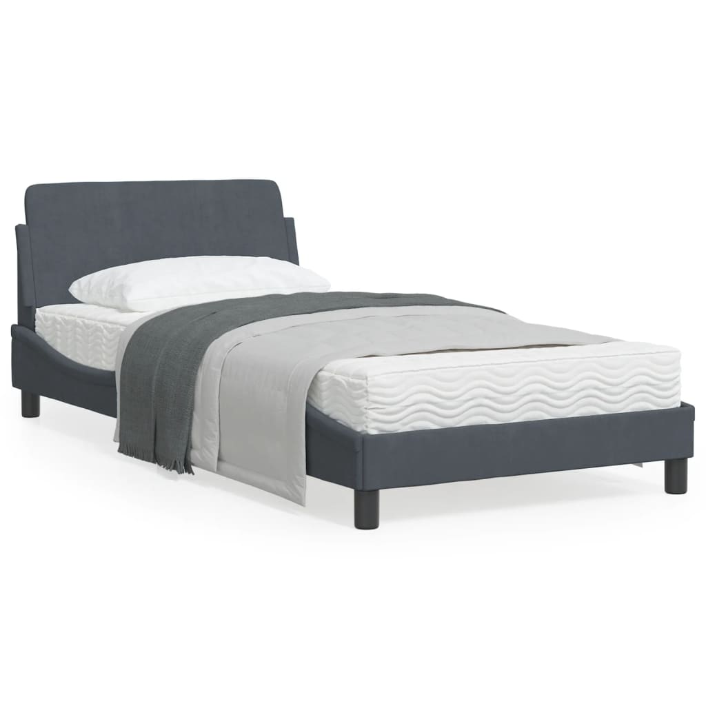 vidaXL Bed Frame with Headboard Dark Grey 100x203 cm Velvet