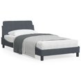 thumbnail image 1 of vidaXL Bed Frame with Headboard Dark Grey 100x203 cm Velvet, 1 of 5